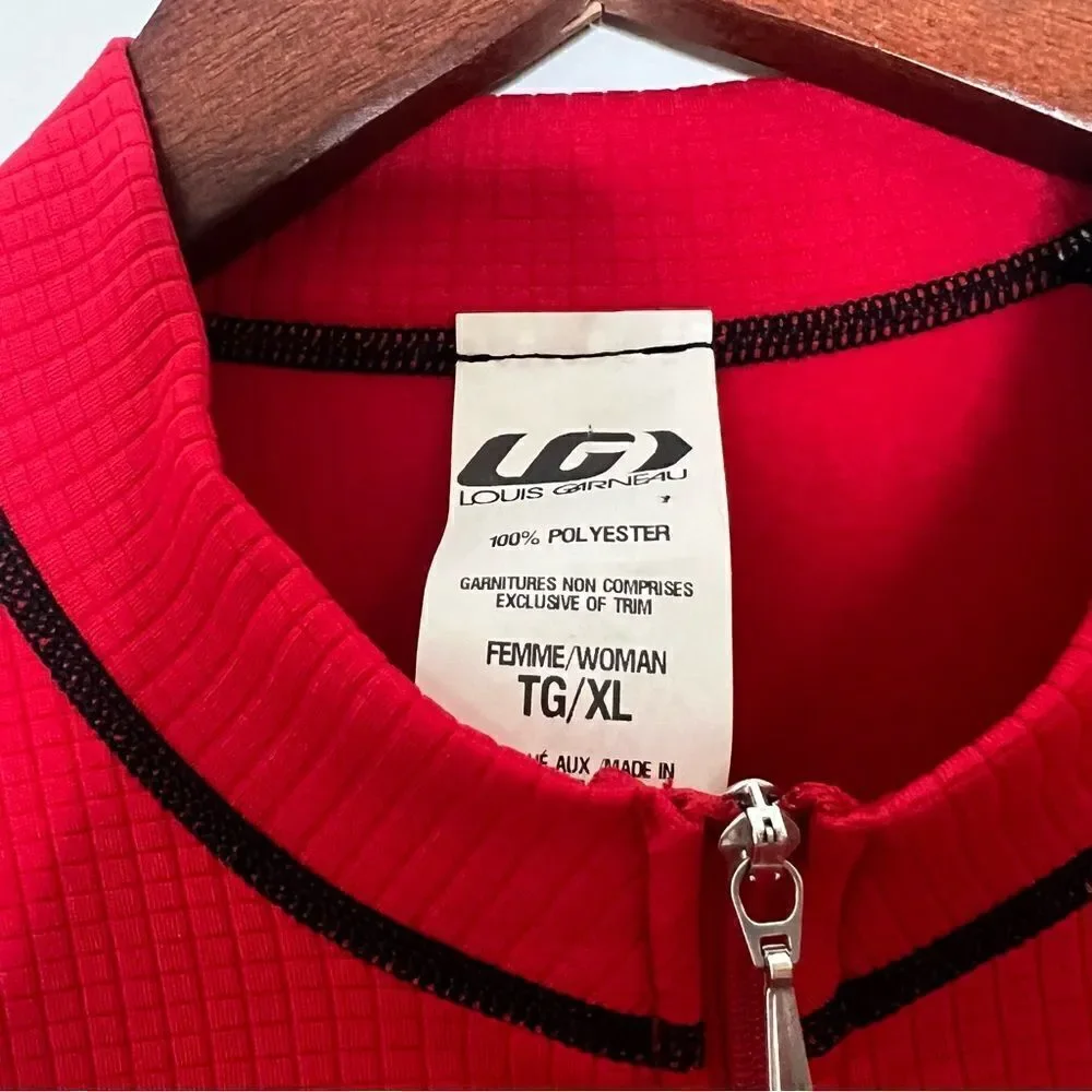 Louis Garneau Women’s Red White Color Block Quarter Zip Pull Over Cycling Jacket